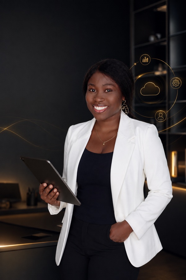 A Cloudcore Hub consultant with cloud and analytics indicators